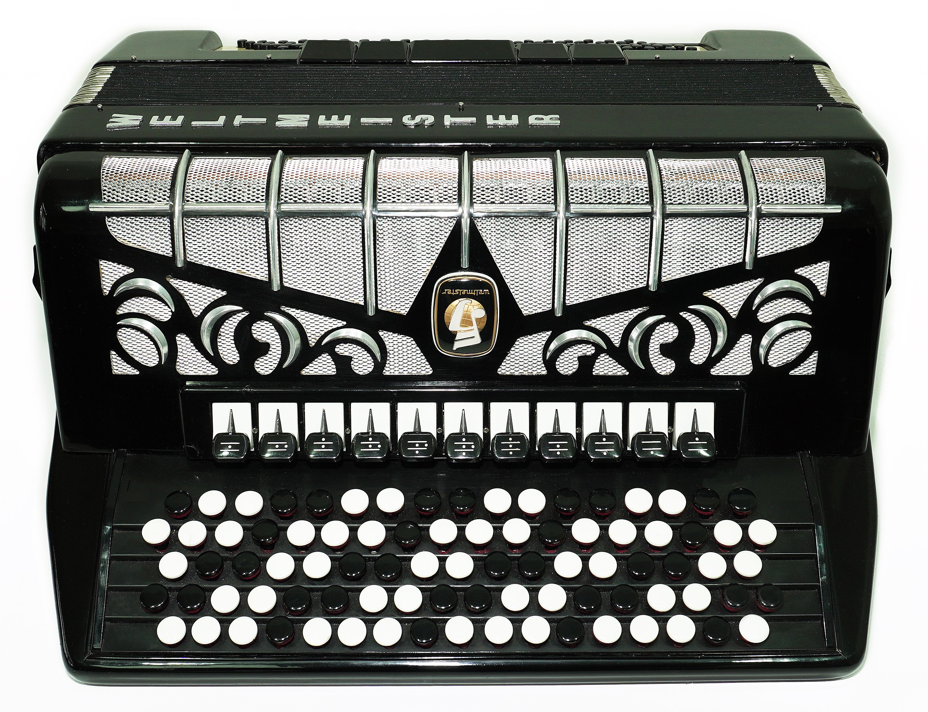 Vintage Weltmeister Grandina Button Accordion 120 Bass, made in Germany, 5 Row Bayan B Griff, Straps and Case, 2707
