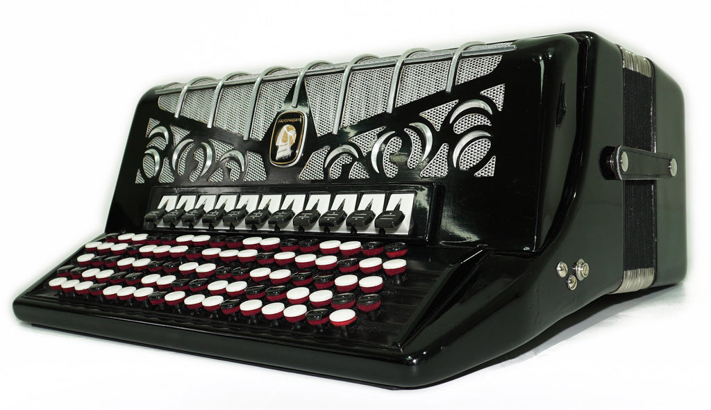 Vintage Weltmeister Grandina Button Accordion 120 Bass, made in Germany, 5 Row Bayan B Griff, Straps and Case, 2707