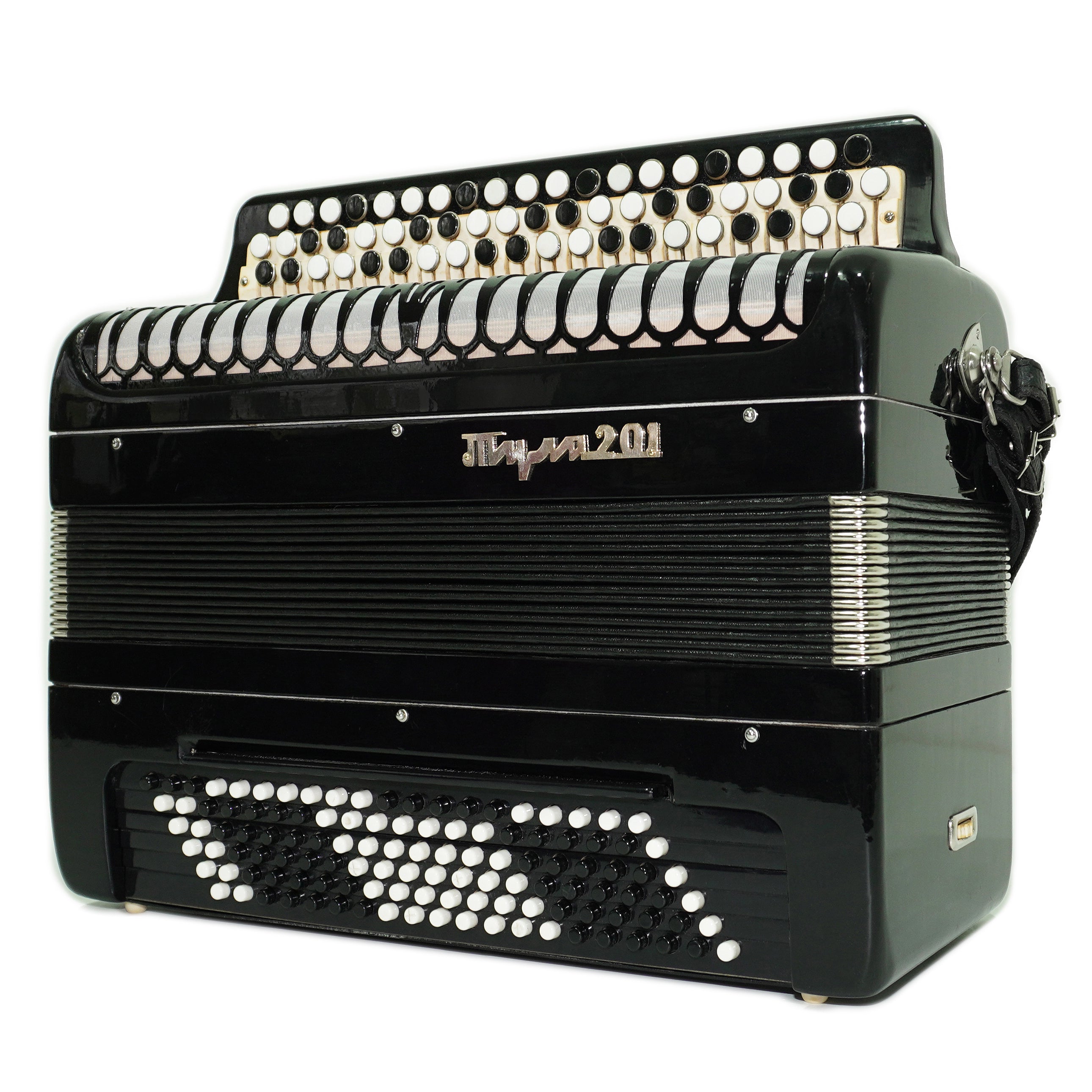 Converter Russian Bayan Free Bass Stradella Tula 201 Button Accordion with New Straps, Great Concert Accordian Tulskiy Knopfakkordeon, 2710