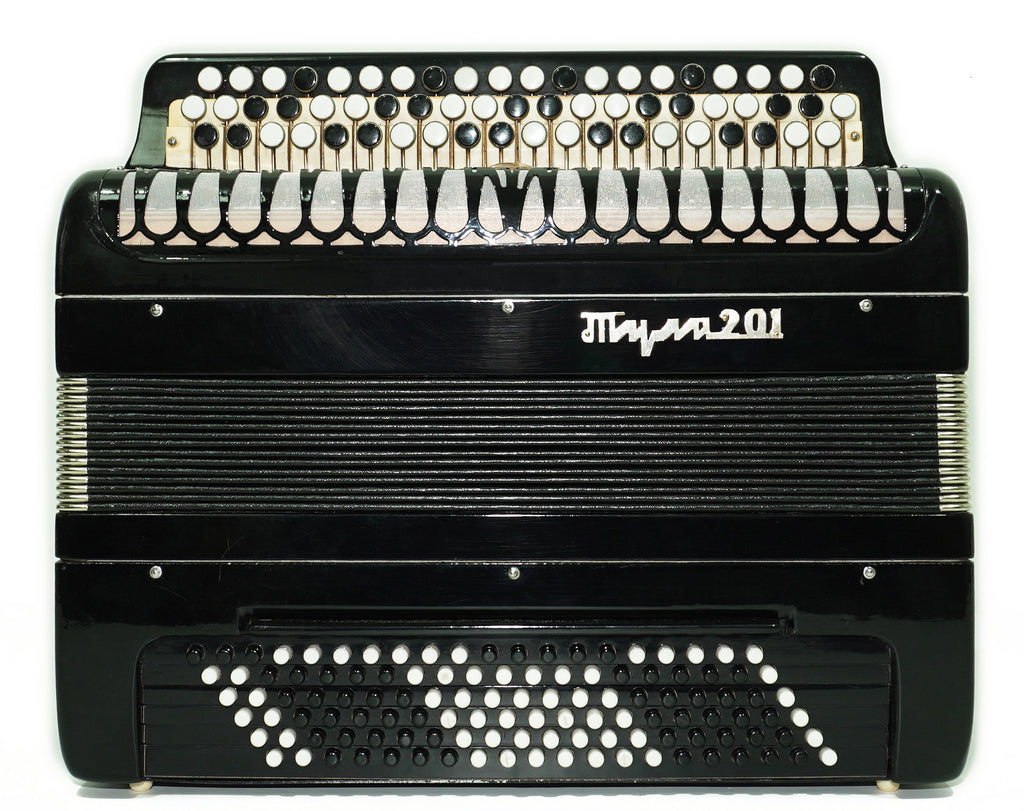 Converter Russian Bayan Free Bass Stradella Tula 201 Button Accordion with New Straps, Great Concert Accordian Tulskiy Knopfakkordeon, 2710