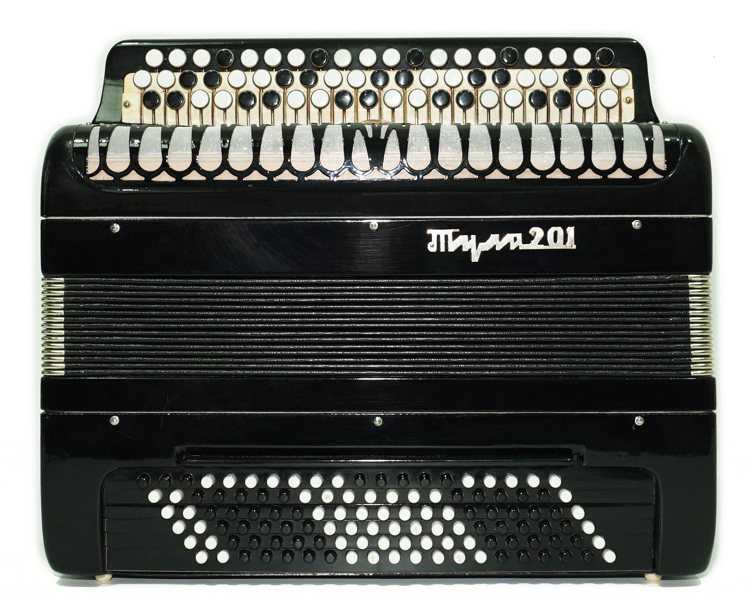 Converter Russian Bayan Free Bass Stradella Tula 201 Button Accordion with New Straps, Great Concert Accordian Tulskiy Knopfakkordeon, 2710