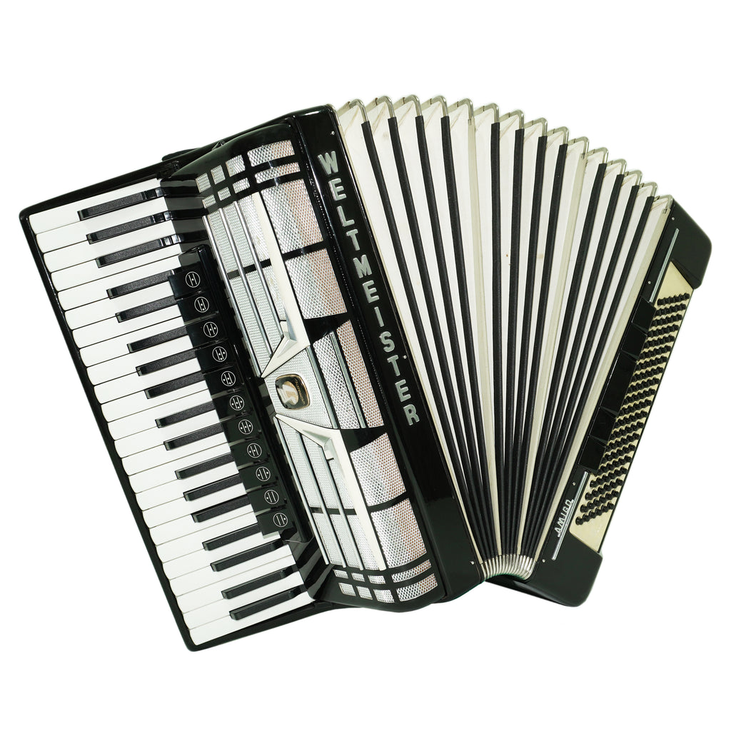 Weltmeister Amigo Accordion 120 Bass, German Full Size Keyboard Piano Accordian, New Straps and Soft Bag, 2713