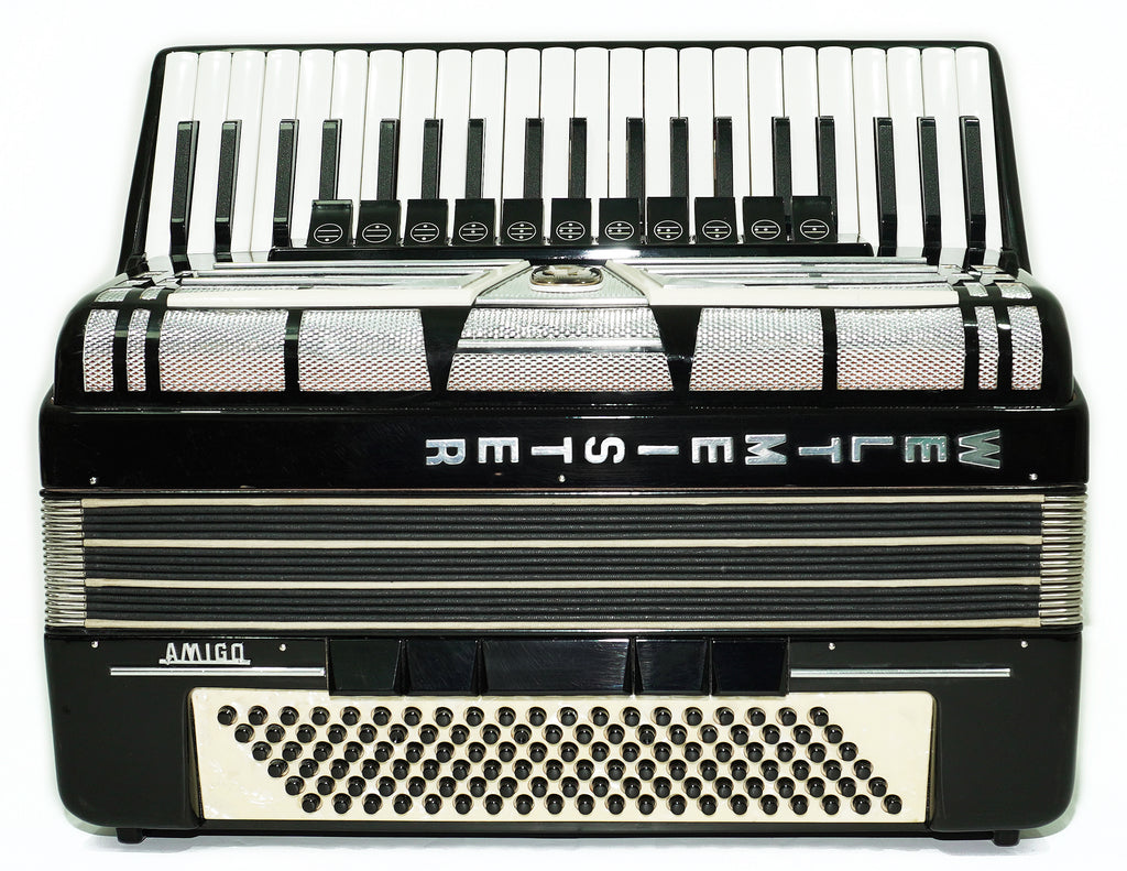 Weltmeister Amigo Accordion 120 Bass, German Full Size Keyboard Piano Accordian, New Straps and Soft Bag, 2713