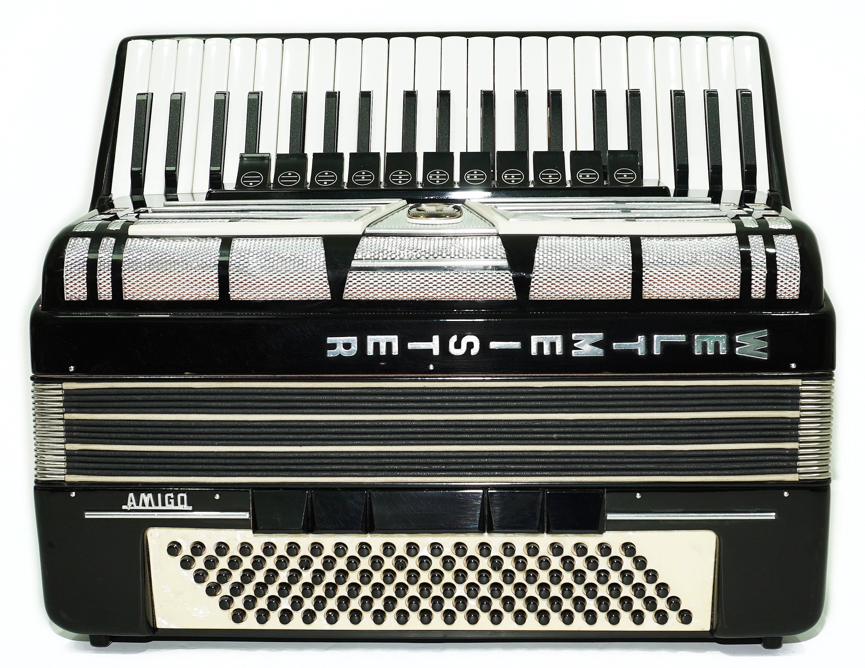 Weltmeister Amigo Accordion 120 Bass, German Full Size Keyboard Piano Accordian, New Straps and Soft Bag, 2713