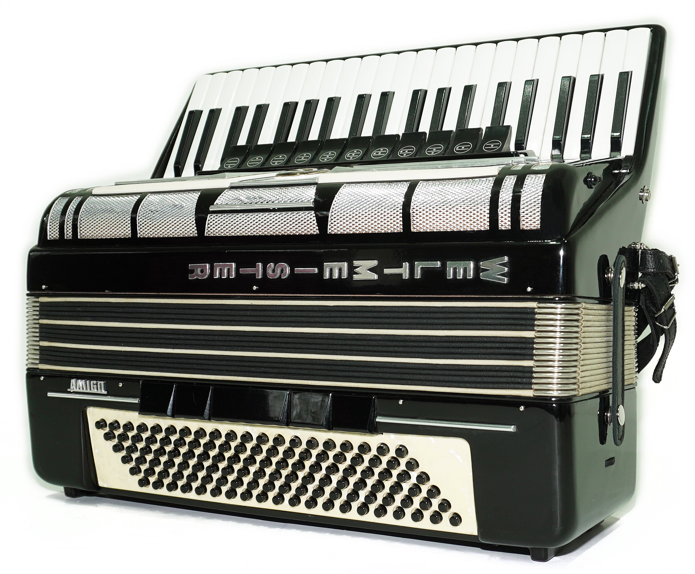 Weltmeister Amigo Accordion 120 Bass, German Full Size Keyboard Piano Accordian, New Straps and Soft Bag, 2713