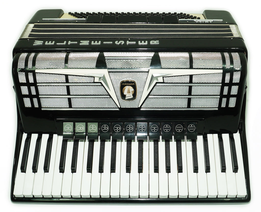 Weltmeister Amigo Accordion 120 Bass, German Full Size Keyboard Piano Accordian, New Straps and Soft Bag, 2713