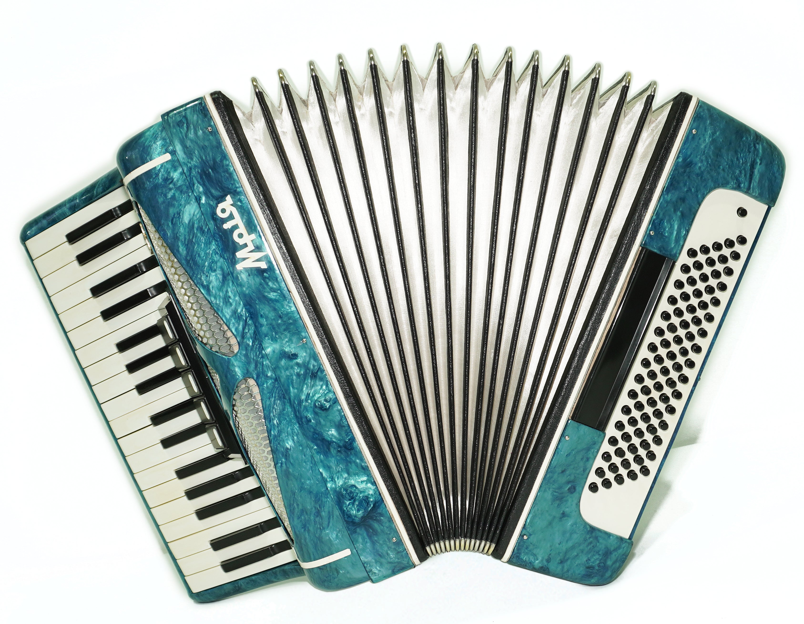 Mriya Piano Accordion 80 Bass Buttons, Ukraine Vintage Keyboard Accordian Musical Instrument, New Straps and Soft Case for Gift, 2727