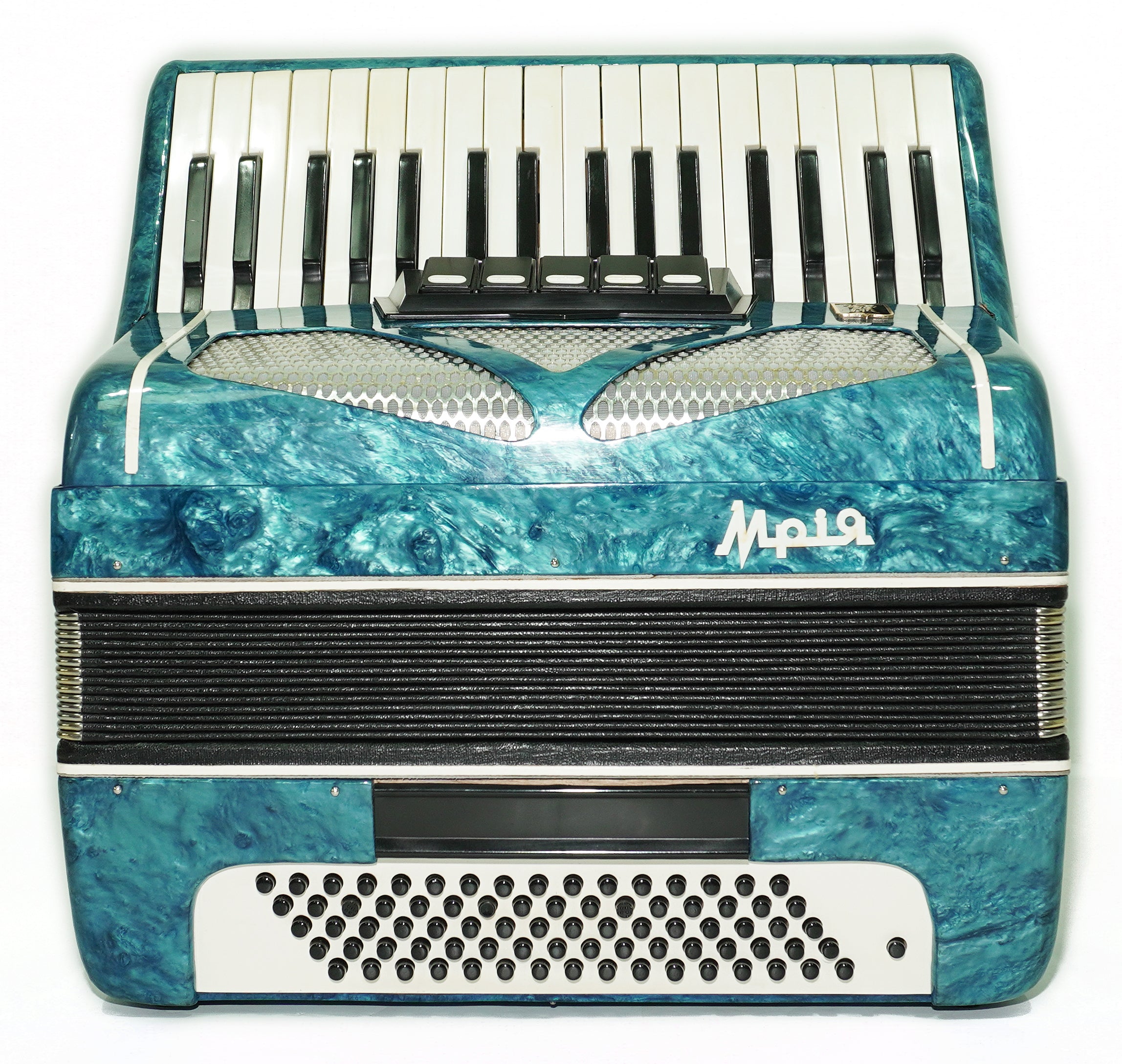 Mriya Piano Accordion 80 Bass Buttons, Ukraine Vintage Keyboard Accordian Musical Instrument, New Straps and Soft Case for Gift, 2727