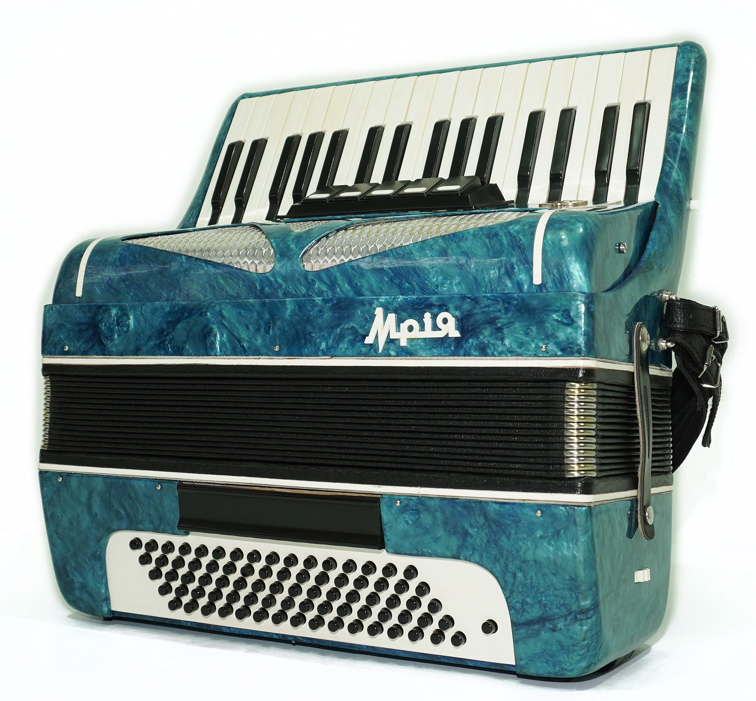 Mriya Piano Accordion 80 Bass Buttons, Ukraine Vintage Keyboard Accordian Musical Instrument, New Straps and Soft Case for Gift, 2727