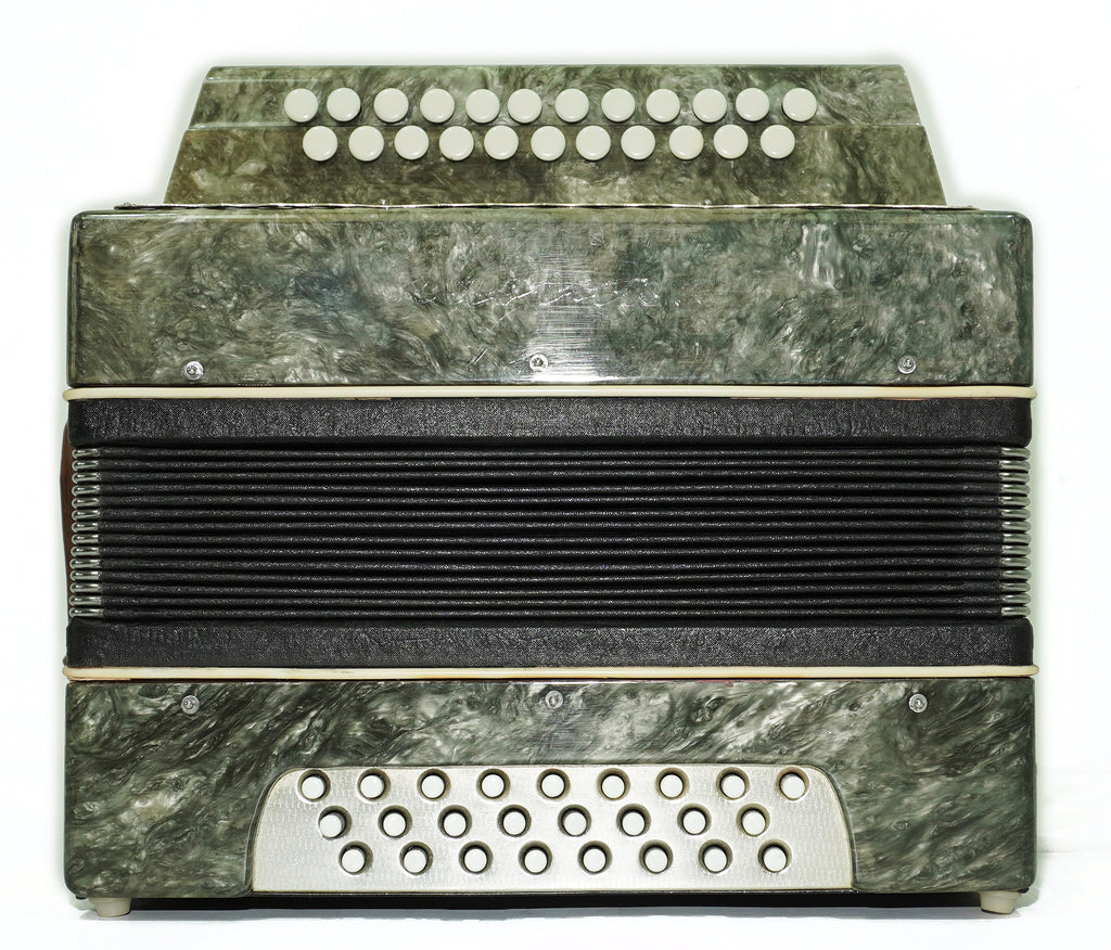Folk Bayan Garmon Ukraine Marichka, Vintage Button Accordion Harmonica, 23x25 Squeezebox, Old Garmoshka in Tune, 2731