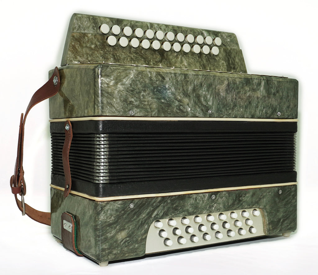 Folk Bayan Garmon Ukraine Marichka, Vintage Button Accordion Harmonica, 23x25 Squeezebox, Old Garmoshka in Tune, 2731