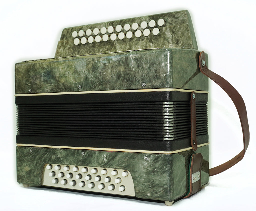 Folk Bayan Garmon Ukraine Marichka, Vintage Button Accordion Harmonica, 23x25 Squeezebox, Old Garmoshka in Tune, 2731