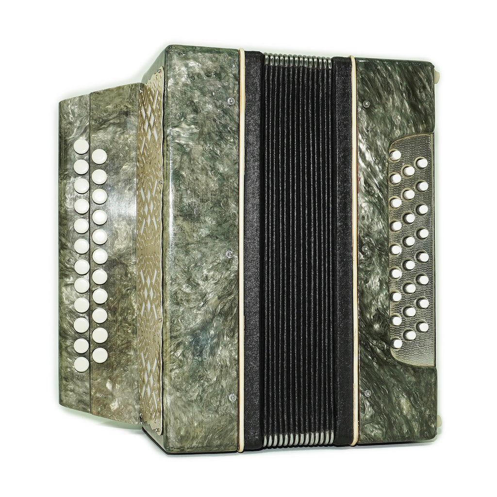 Folk Bayan Garmon Ukraine Marichka, Vintage Button Accordion Harmonica, 23x25 Squeezebox, Old Garmoshka in Tune, 2731