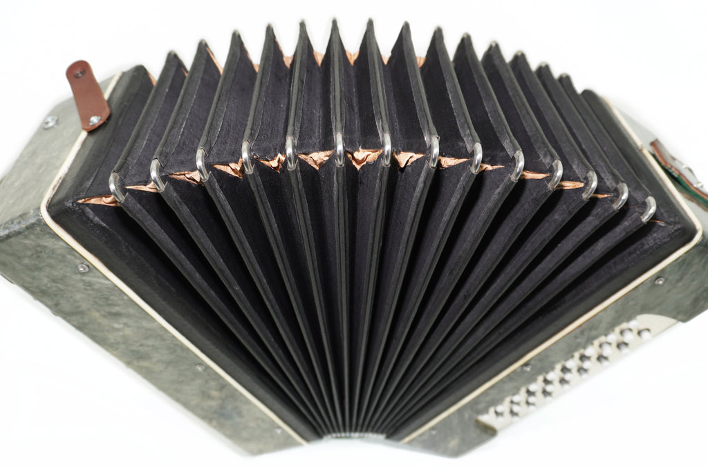 Folk Bayan Garmon Ukraine Marichka, Vintage Button Accordion Harmonica, 23x25 Squeezebox, Old Garmoshka in Tune, 2731
