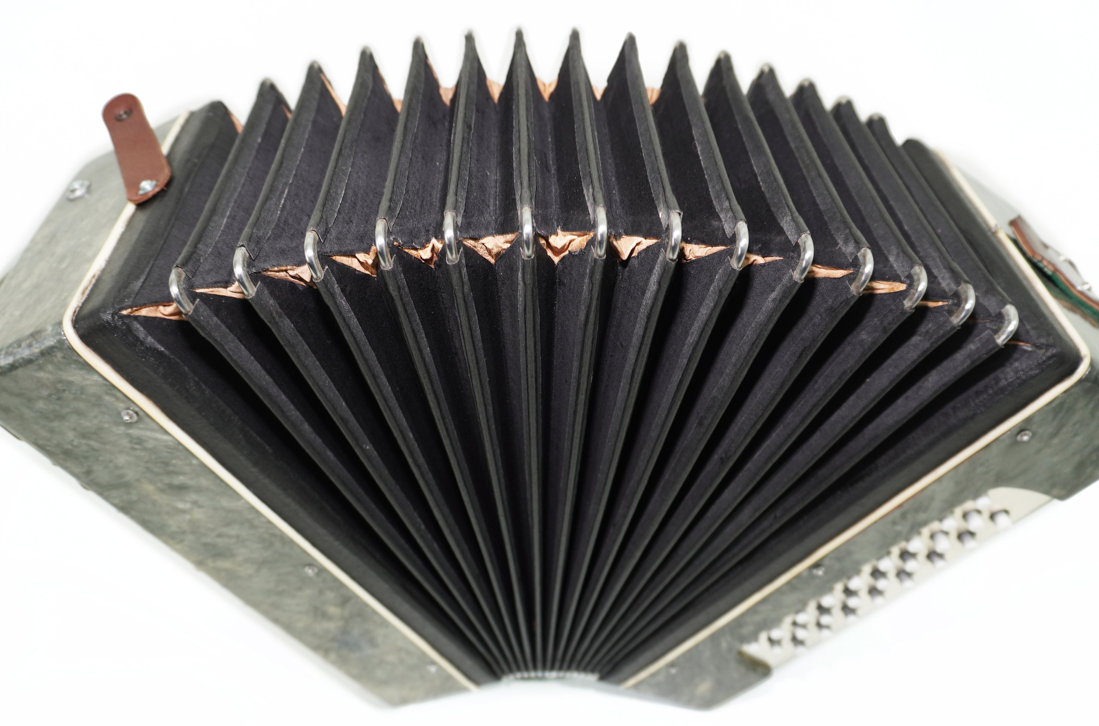 Folk Bayan Garmon Ukraine Marichka, Vintage Button Accordion Harmonica, 23x25 Squeezebox, Old Garmoshka in Tune, 2731