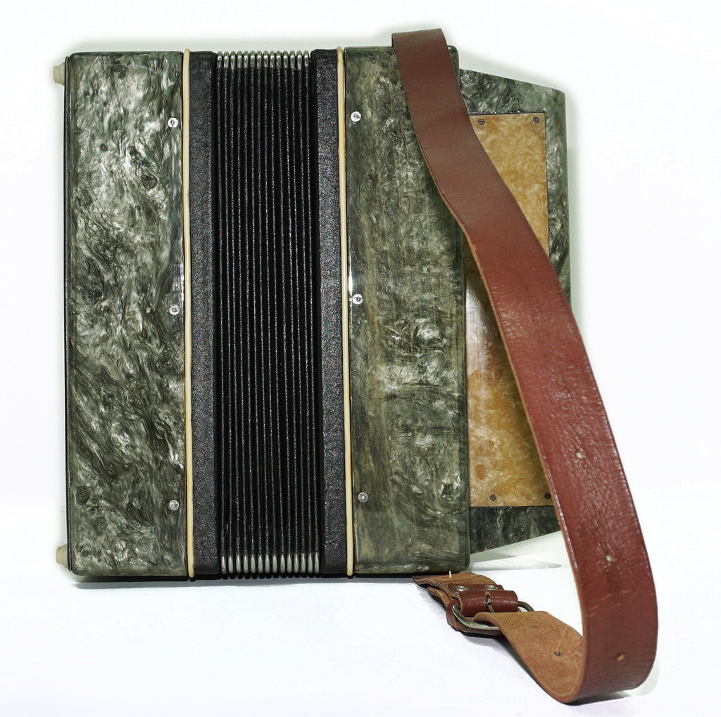 Folk Bayan Garmon Ukraine Marichka, Vintage Button Accordion Harmonica, 23x25 Squeezebox, Old Garmoshka in Tune, 2731