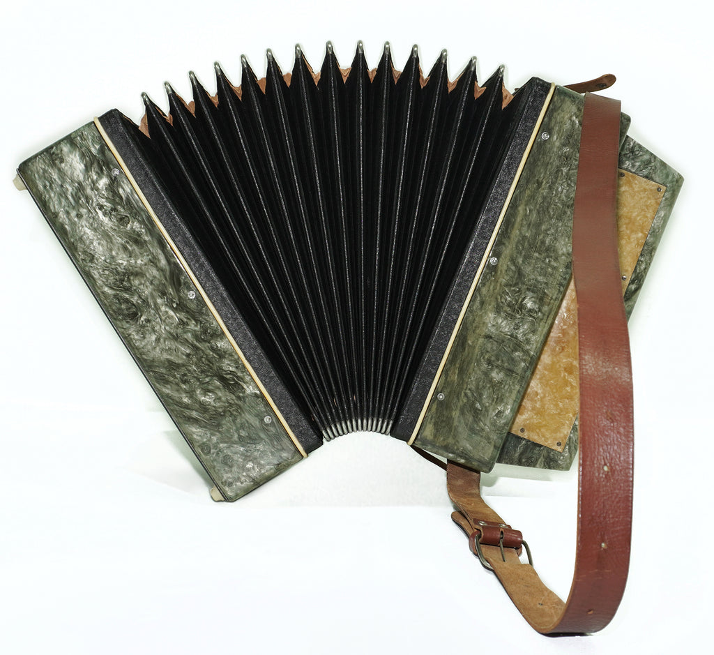 Folk Bayan Garmon Ukraine Marichka, Vintage Button Accordion Harmonica, 23x25 Squeezebox, Old Garmoshka in Tune, 2731