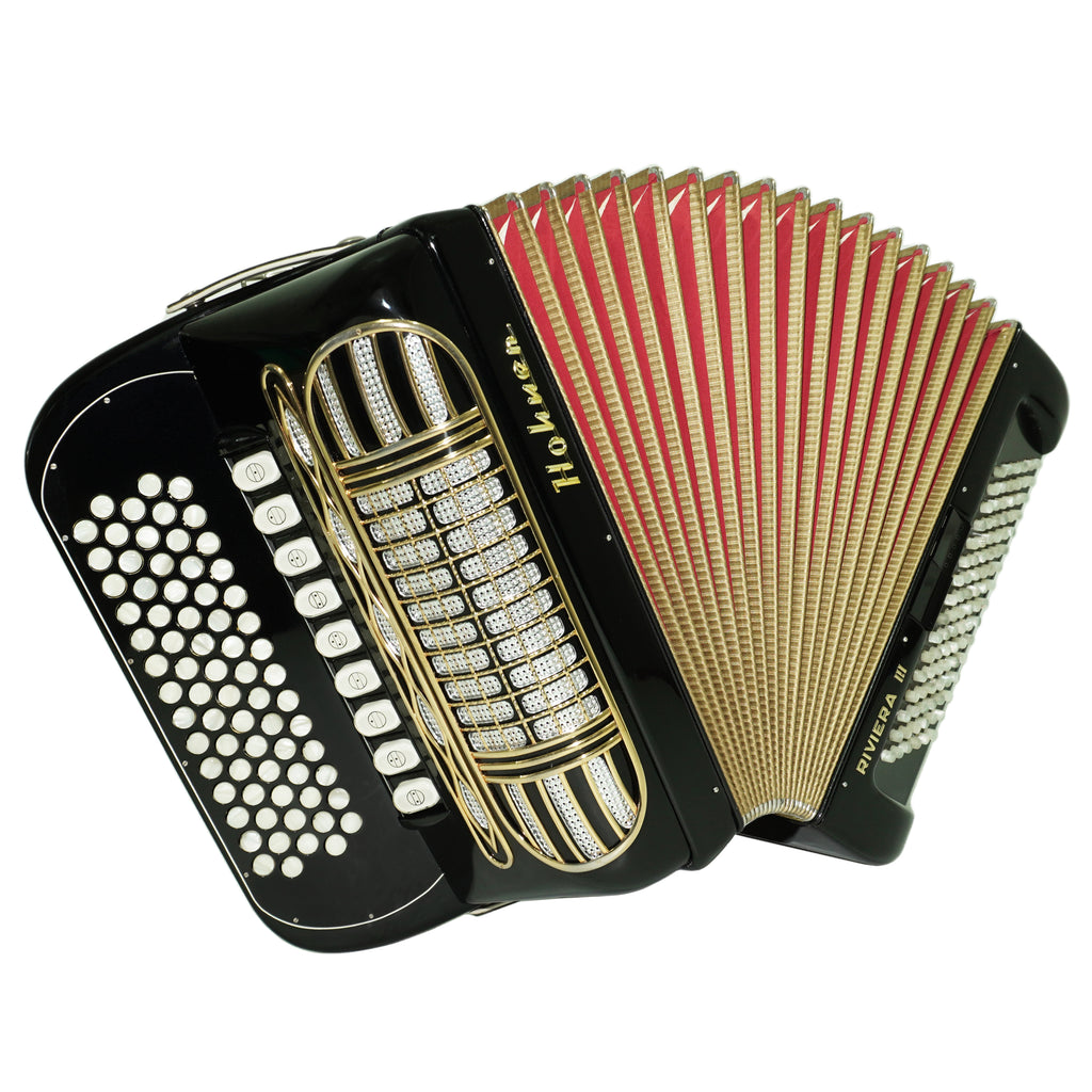 Hohner Riviera III 5 Row Lightweight Button Accordion 96 Bass made in Germany, C Griff, New Straps, Original Accordeone de Botones, 2714