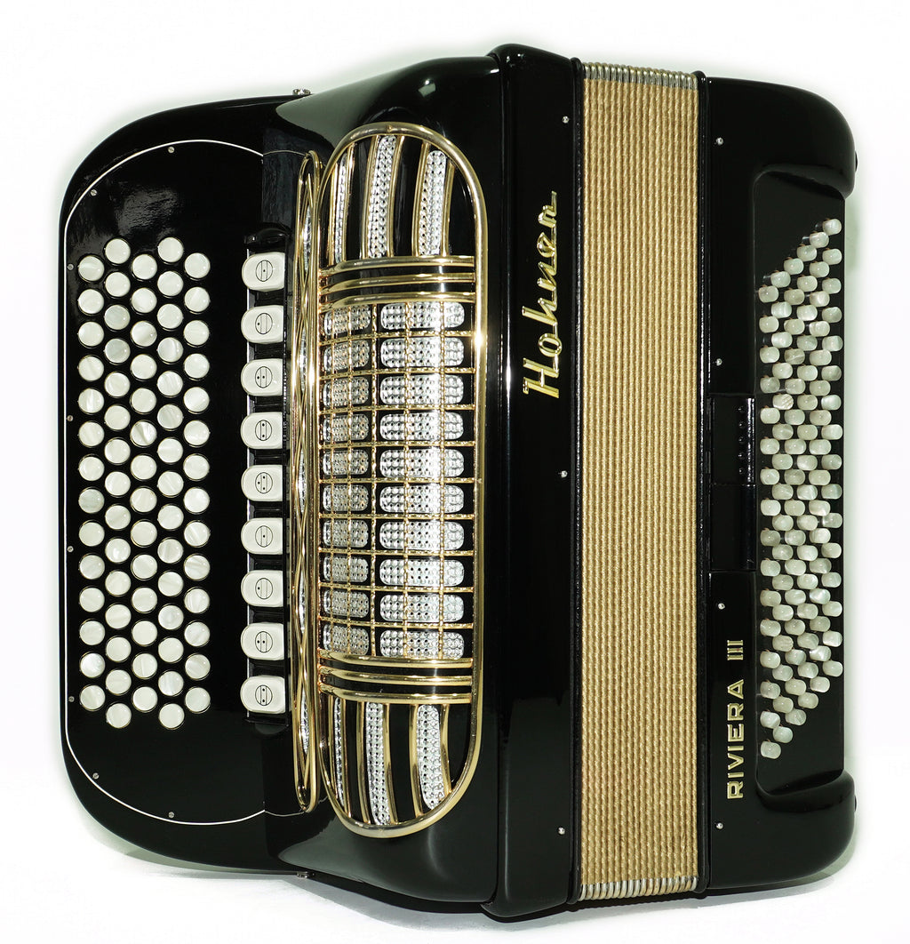 Hohner Riviera III 5 Row Lightweight Button Accordion 96 Bass made in Germany, C Griff, New Straps, Original Accordeone de Botones, 2714