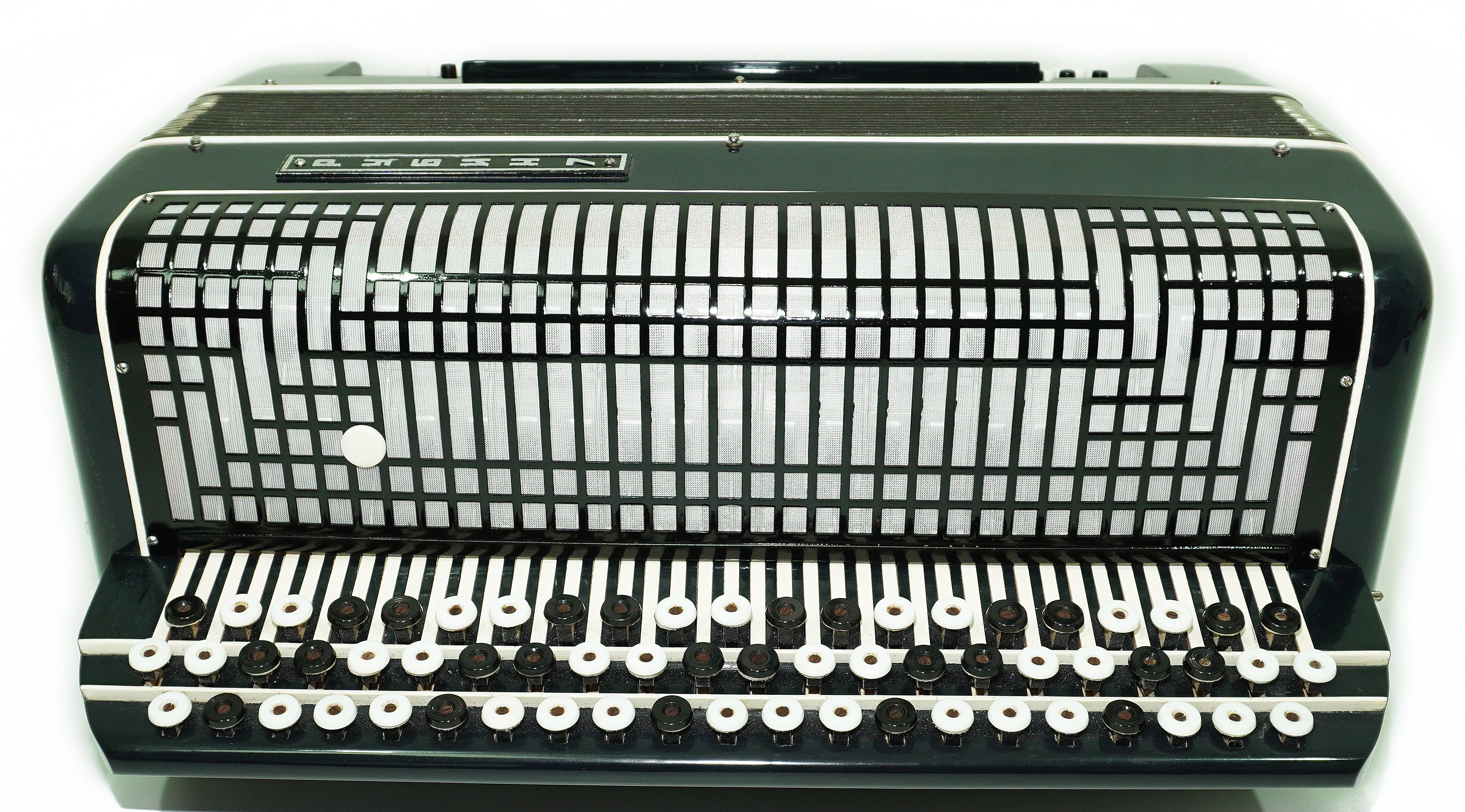 Converter Bayan Rubin 7 Free Bass and Stradella, 120 Bass Button Accordion, Vintage Russian Bayan Accordian with Straps and Case, 2717