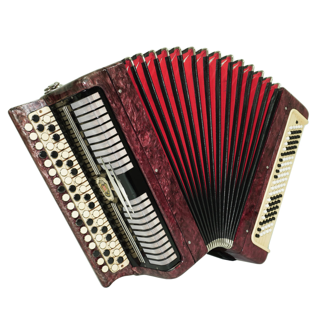 Tulskiy Russian Bayan Etude, 3 Row Chromatic Button Accordion 100 Bass, B System, Straps and Case, Soviet Garmoshka Tula, 2718