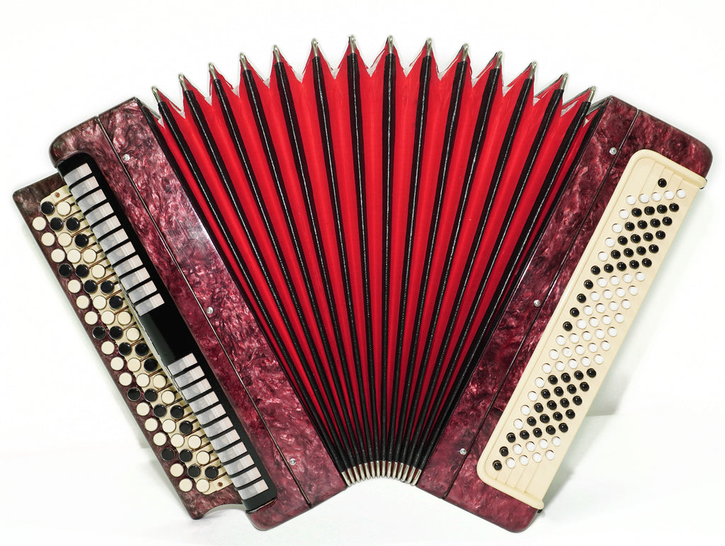 Tulskiy Russian Bayan Etude, 3 Row Chromatic Button Accordion 100 Bass, B System, Straps and Case, Soviet Garmoshka Tula, 2718