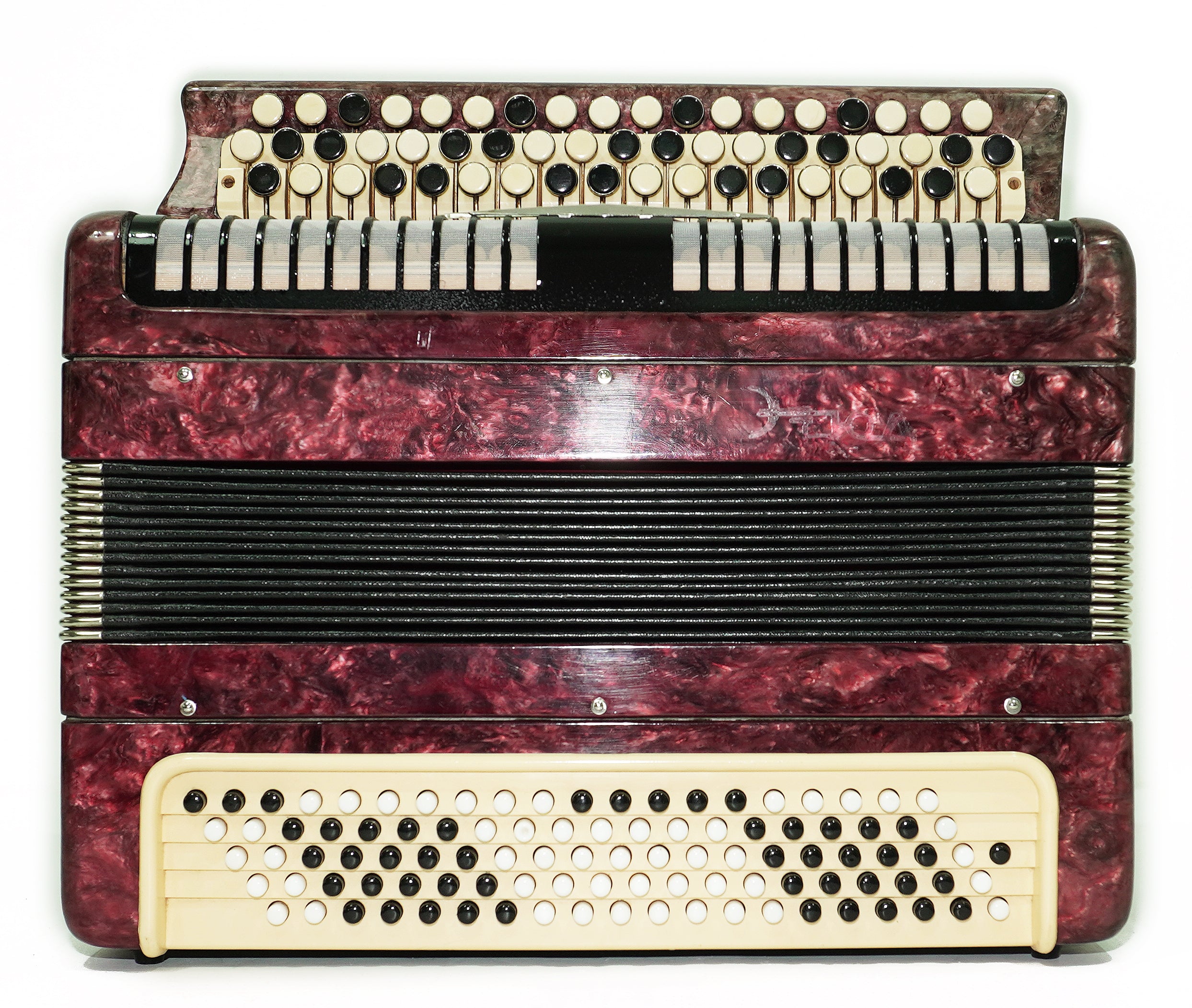 Tulskiy Russian Bayan Etude, 3 Row Chromatic Button Accordion 100 Bass, B System, Straps and Case, Soviet Garmoshka Tula, 2718