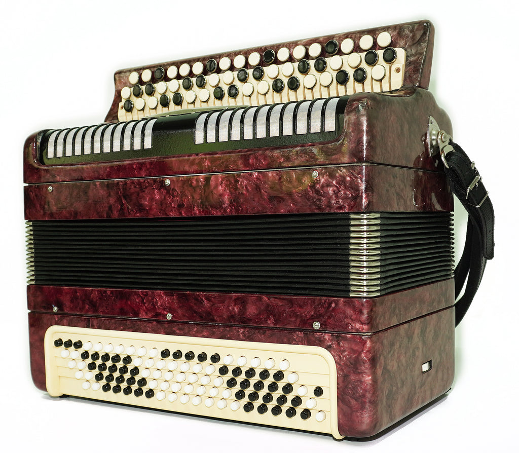 Tulskiy Russian Bayan Etude, 3 Row Chromatic Button Accordion 100 Bass, B System, Straps and Case, Soviet Garmoshka Tula, 2718