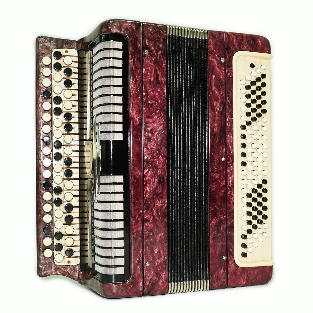 Tulskiy Russian Bayan Etude, 3 Row Chromatic Button Accordion 100 Bass, B System, Straps and Case, Soviet Garmoshka Tula, 2718