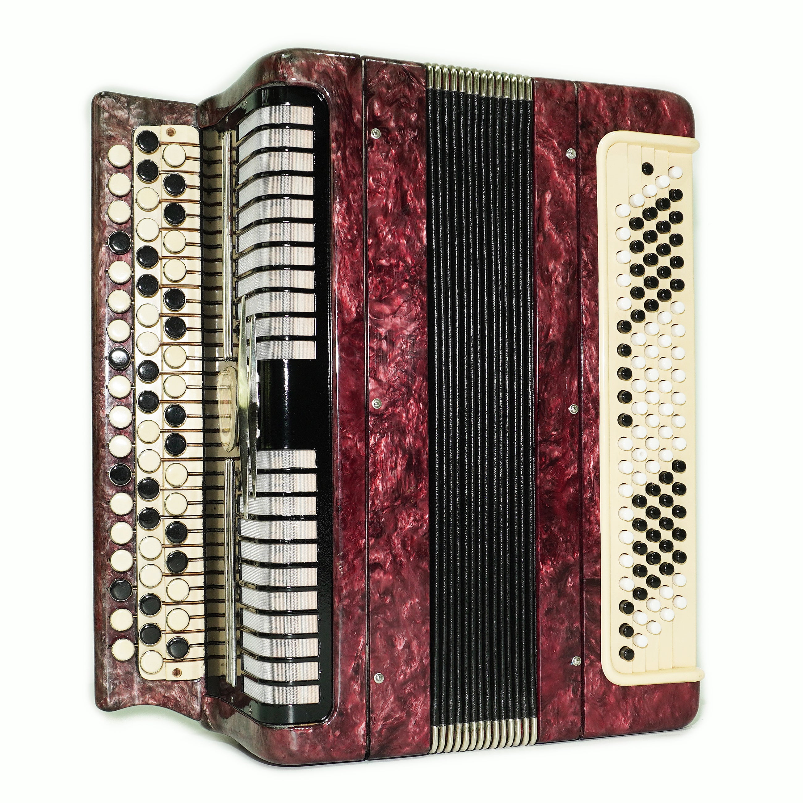 Tulskiy Russian Bayan Etude, 3 Row Chromatic Button Accordion 100 Bass, B System, Straps and Case, Soviet Garmoshka Tula, 2718
