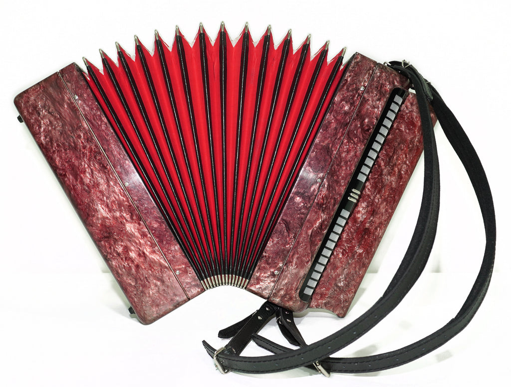 Tulskiy Russian Bayan Etude, 3 Row Chromatic Button Accordion 100 Bass, B System, Straps and Case, Soviet Garmoshka Tula, 2718