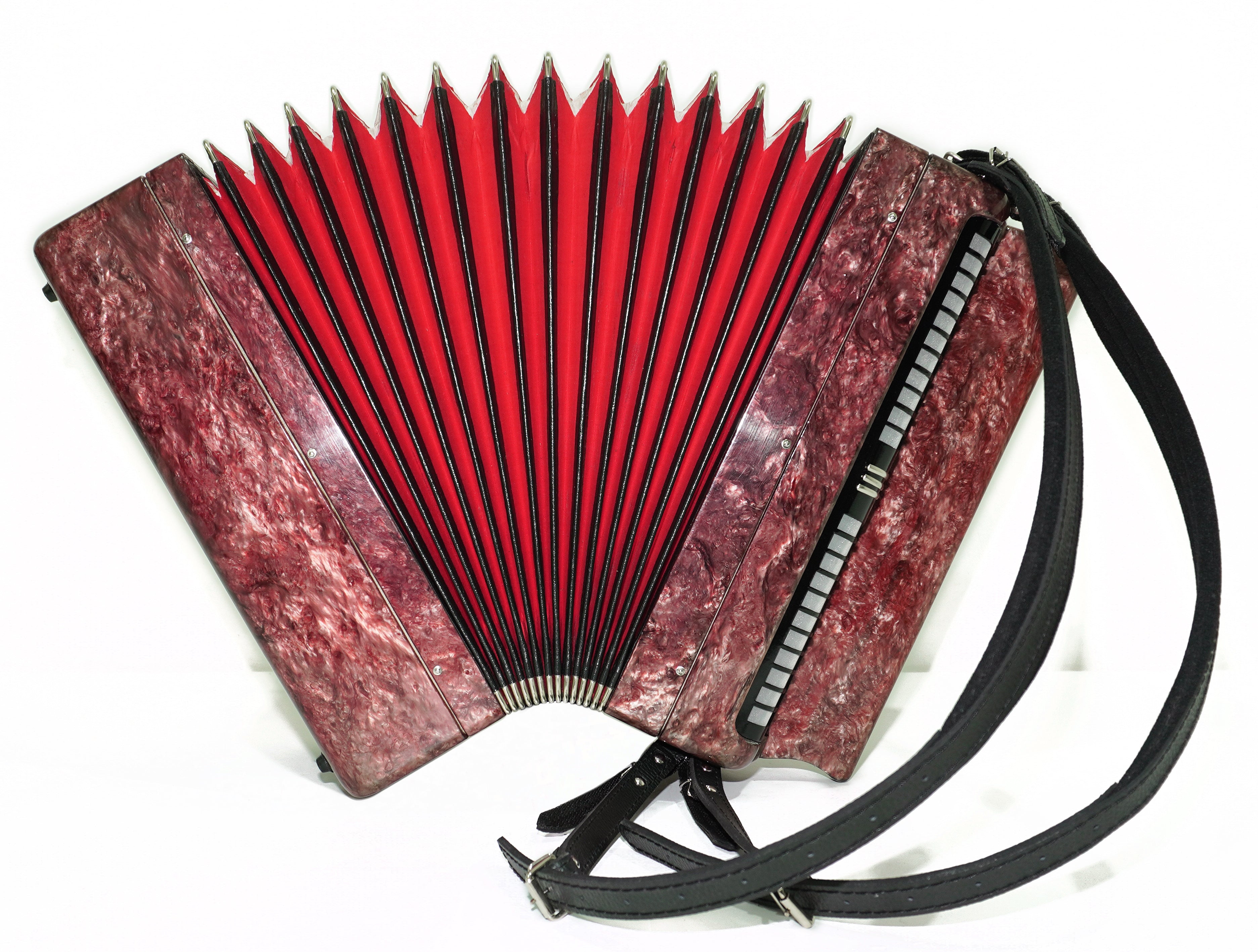 Tulskiy Russian Bayan Etude, 3 Row Chromatic Button Accordion 100 Bass, B System, Straps and Case, Soviet Garmoshka Tula, 2718