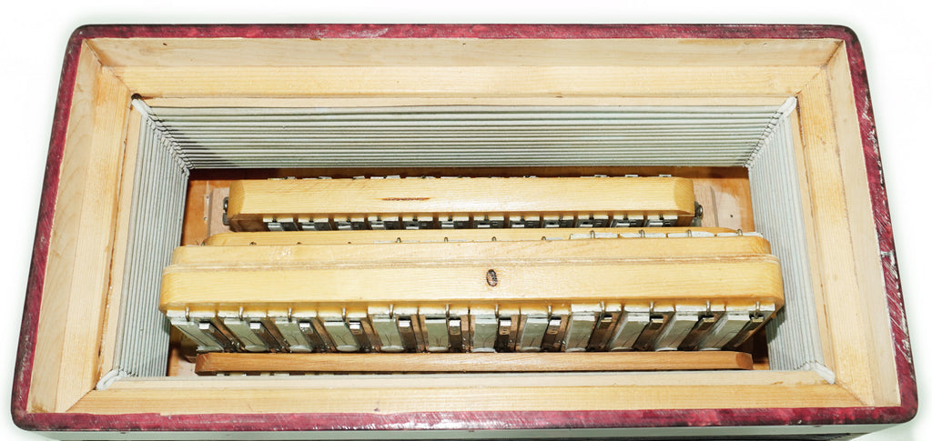 Tulskiy Russian Bayan Etude, 3 Row Chromatic Button Accordion 100 Bass, B System, Straps and Case, Soviet Garmoshka Tula, 2718