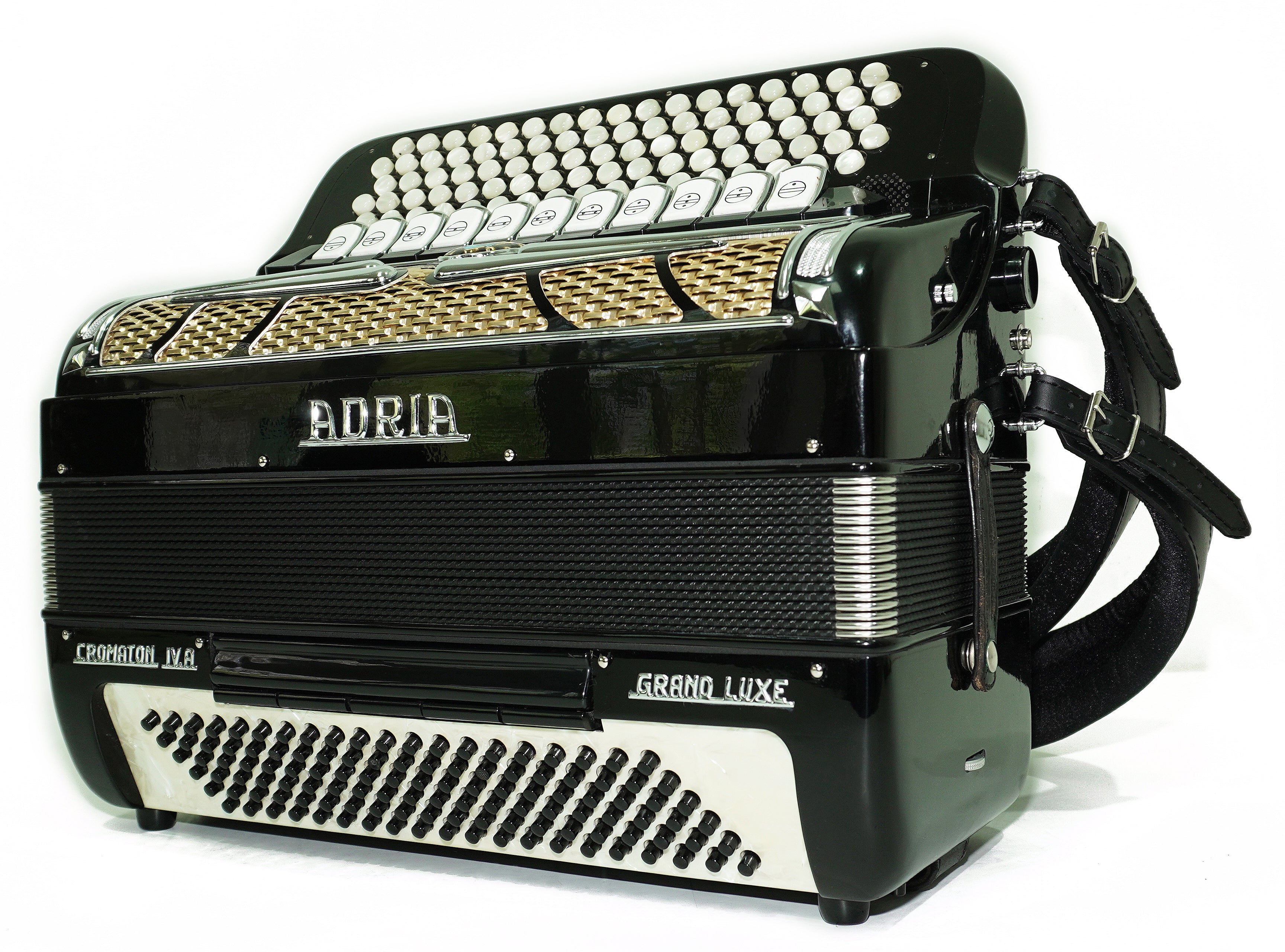 Adria Cromaton IV.A Grand Luxe 5 Row Button Accordion 120 Bass, made in Italy, Cassotto, C Griff, includes Straps and Hard Case, 2715