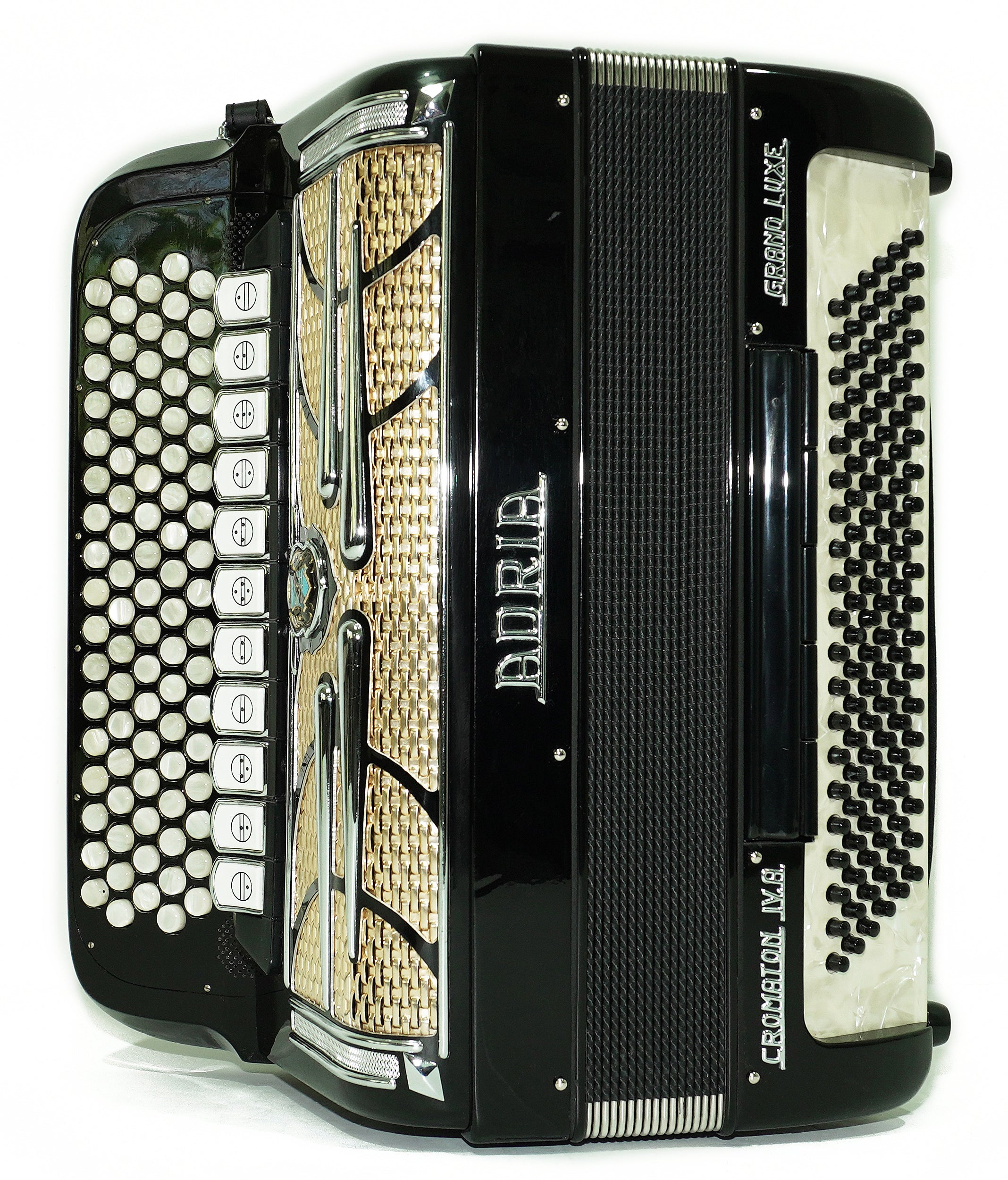 Adria Cromaton IV.A Grand Luxe 5 Row Button Accordion 120 Bass, made in Italy, Cassotto, C Griff, includes Straps and Hard Case, 2715
