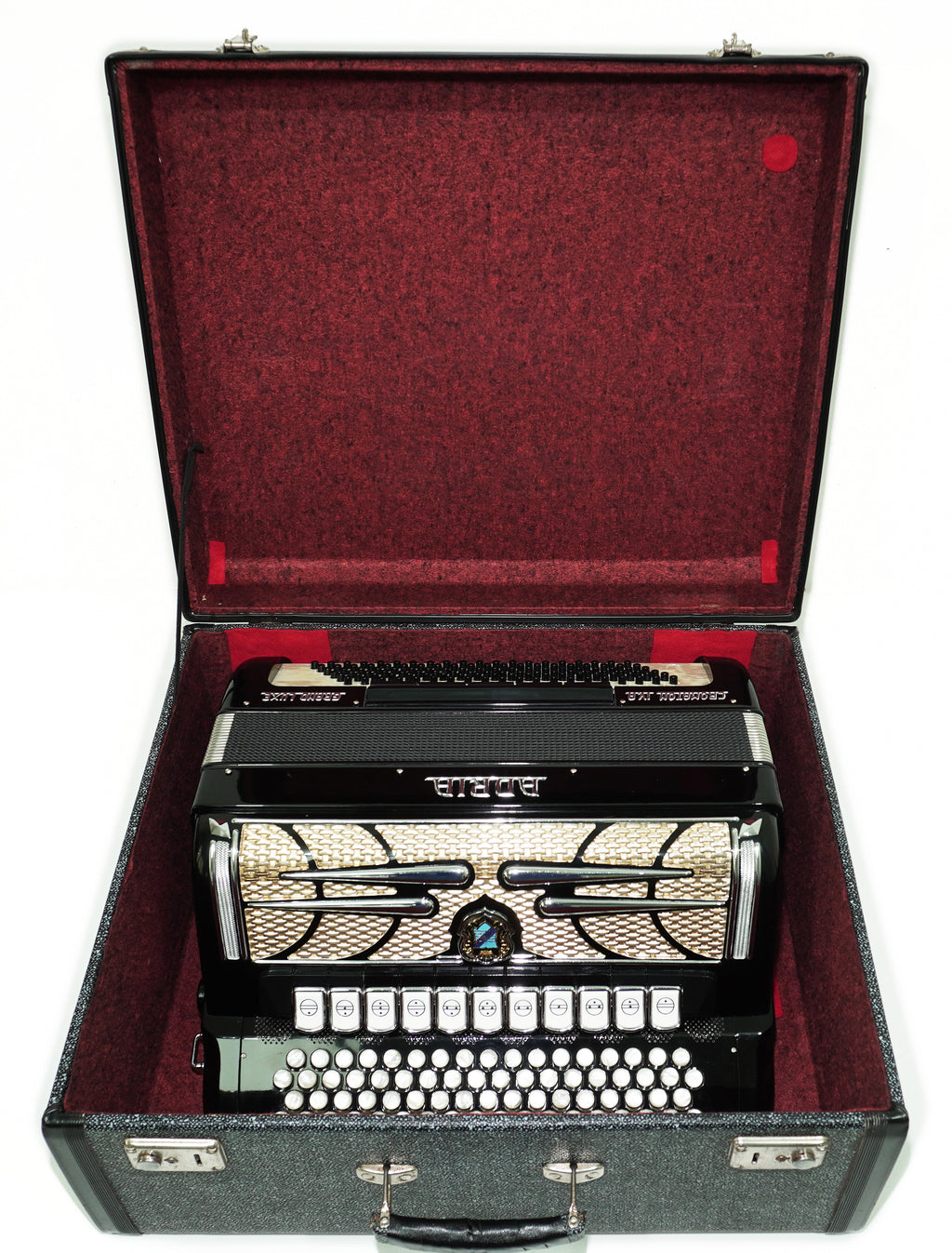 Adria Cromaton IV.A Grand Luxe 5 Row Button Accordion 120 Bass, made in Italy, Cassotto, C Griff, includes Straps and Hard Case, 2715