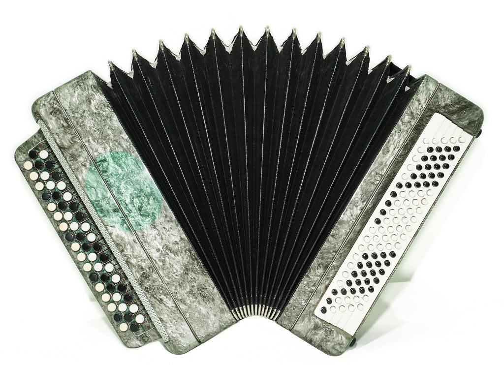 Russian Bayan Tulskiy, 3 Row Tula Chromatic Button Accordion, Vintage Music Box B System, New Straps and Soft Case, 2732