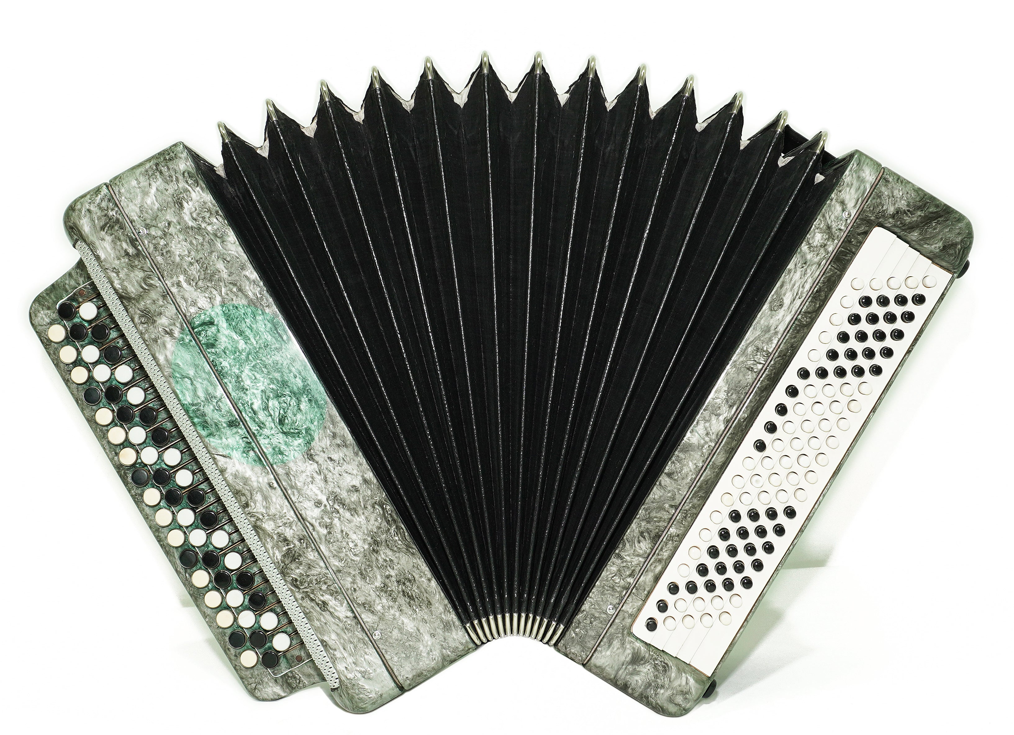 Russian Bayan Tulskiy, 3 Row Tula Chromatic Button Accordion, Vintage Music Box B System, New Straps and Soft Case, 2732