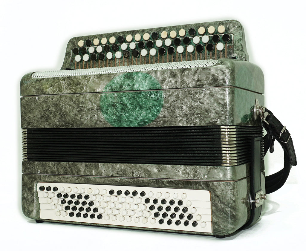 Russian Bayan Tulskiy, 3 Row Tula Chromatic Button Accordion, Vintage Music Box B System, New Straps and Soft Case, 2732