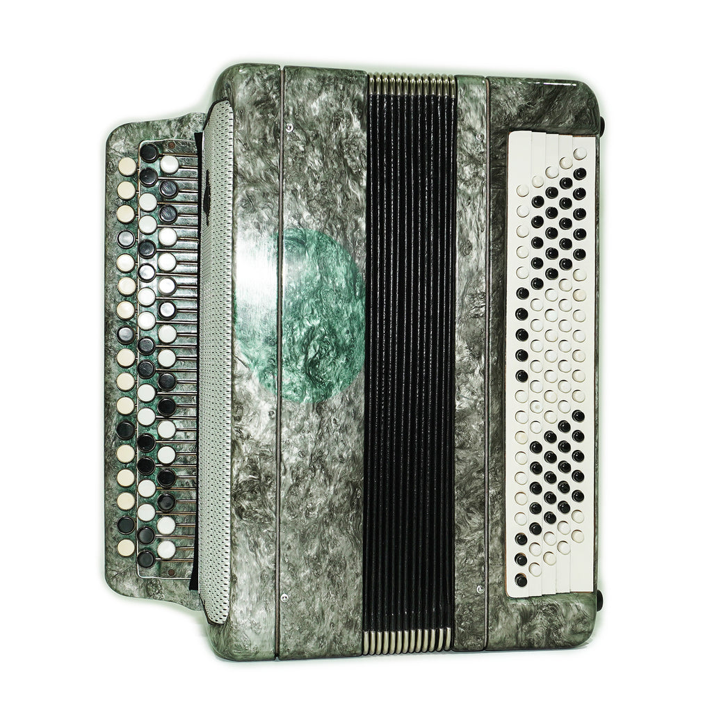 Russian Bayan Tulskiy, 3 Row Tula Chromatic Button Accordion, Vintage Music Box B System, New Straps and Soft Case, 2732