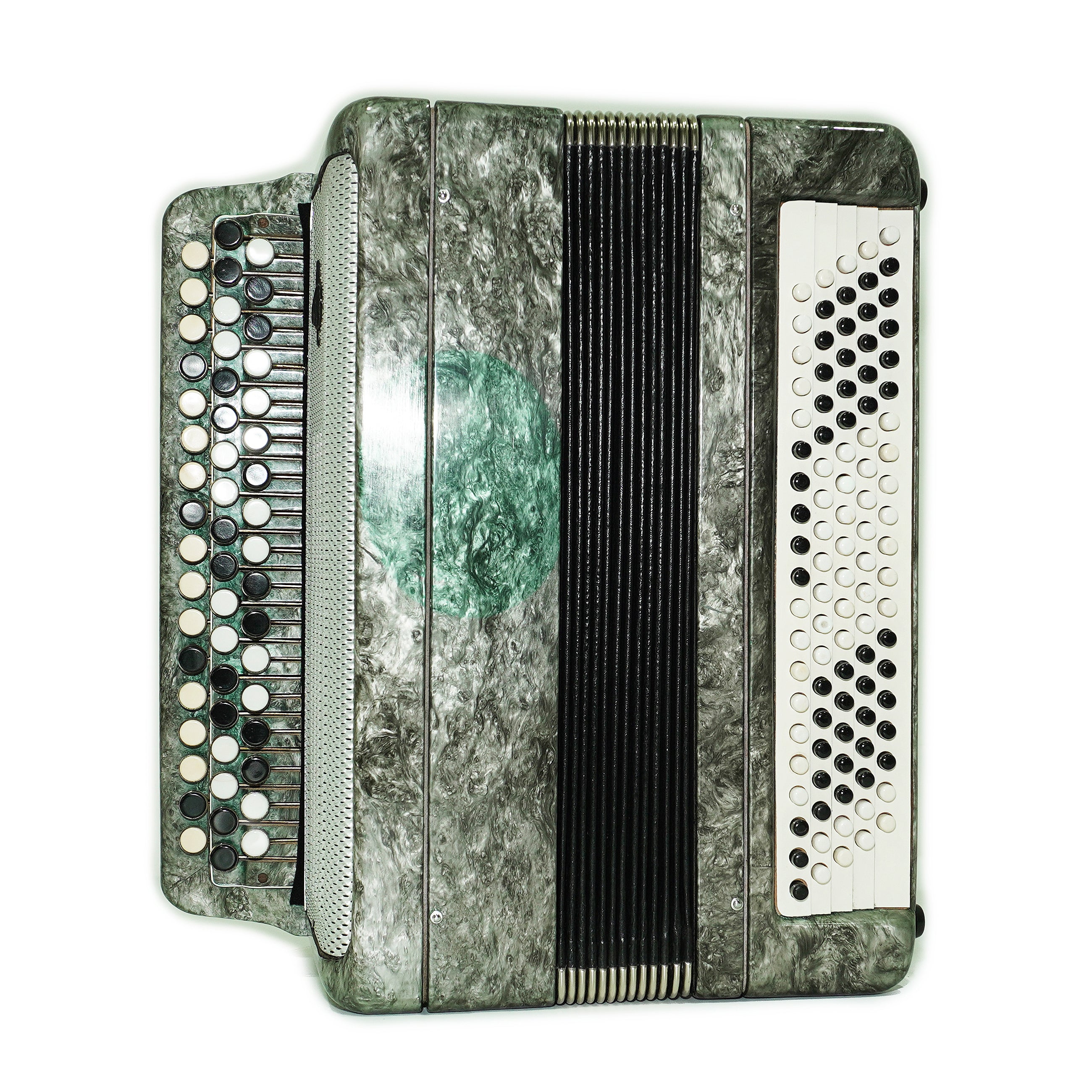 Russian Bayan Tulskiy, 3 Row Tula Chromatic Button Accordion, Vintage Music Box B System, New Straps and Soft Case, 2732