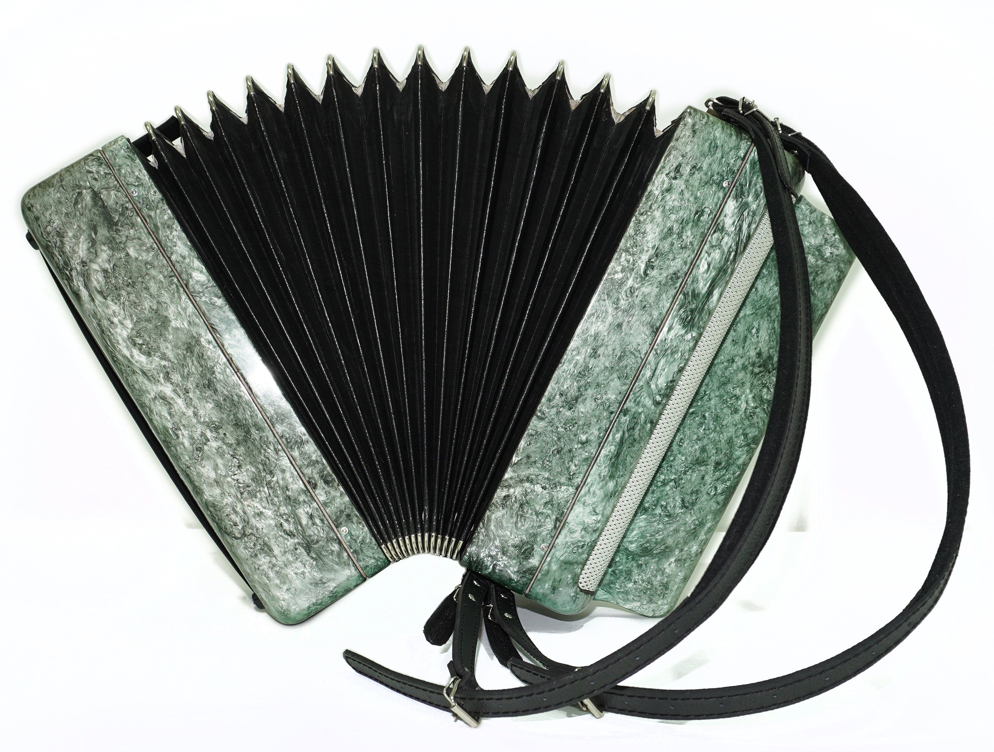 Russian Bayan Tulskiy, 3 Row Tula Chromatic Button Accordion, Vintage Music Box B System, New Straps and Soft Case, 2732