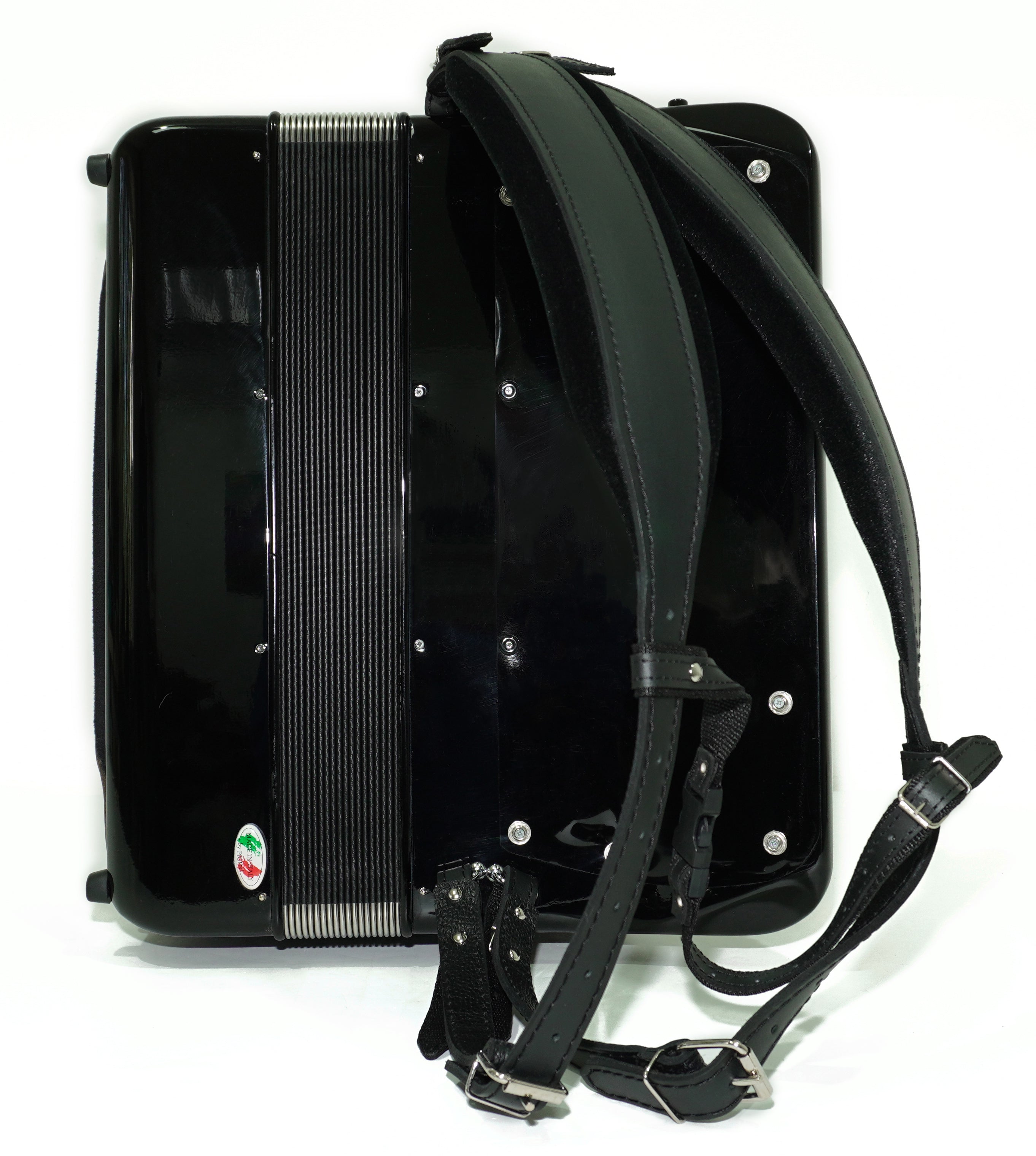 PIGINI Professional 5 Row Button Accordion 120 Bass C Griff, Double Cassotto, made in Italy, Straps and Case, 2716