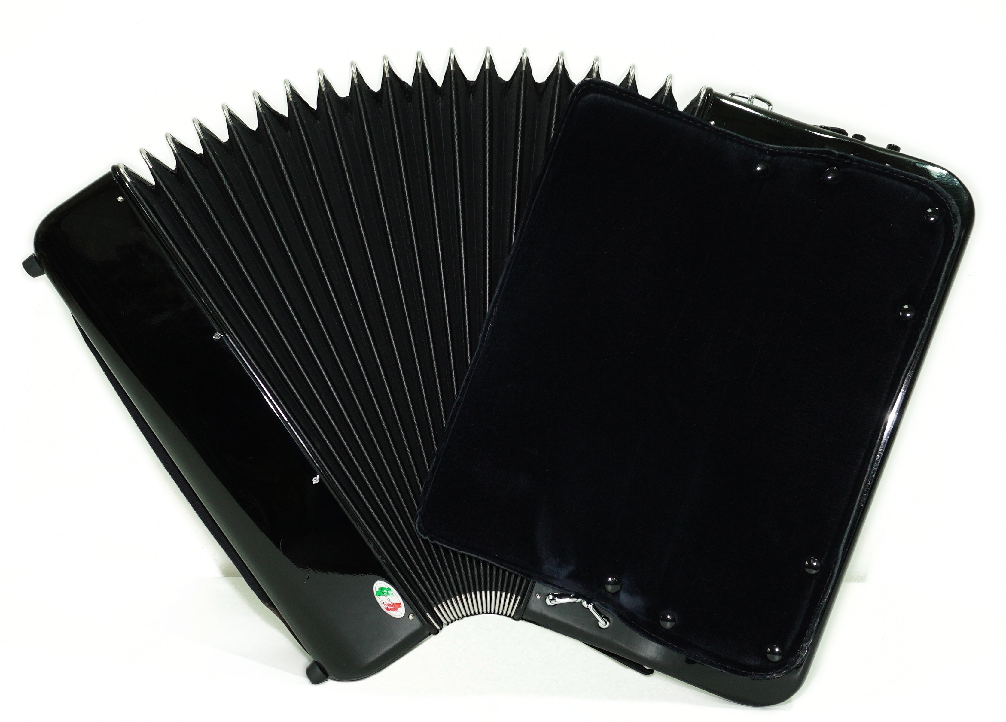 PIGINI Professional 5 Row Button Accordion 120 Bass C Griff, Double Cassotto, made in Italy, Straps and Case, 2716