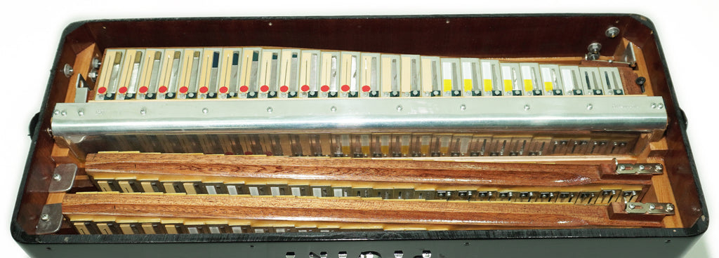 PIGINI Professional 5 Row Button Accordion 120 Bass C Griff, Double Cassotto, made in Italy, Straps and Case, 2716