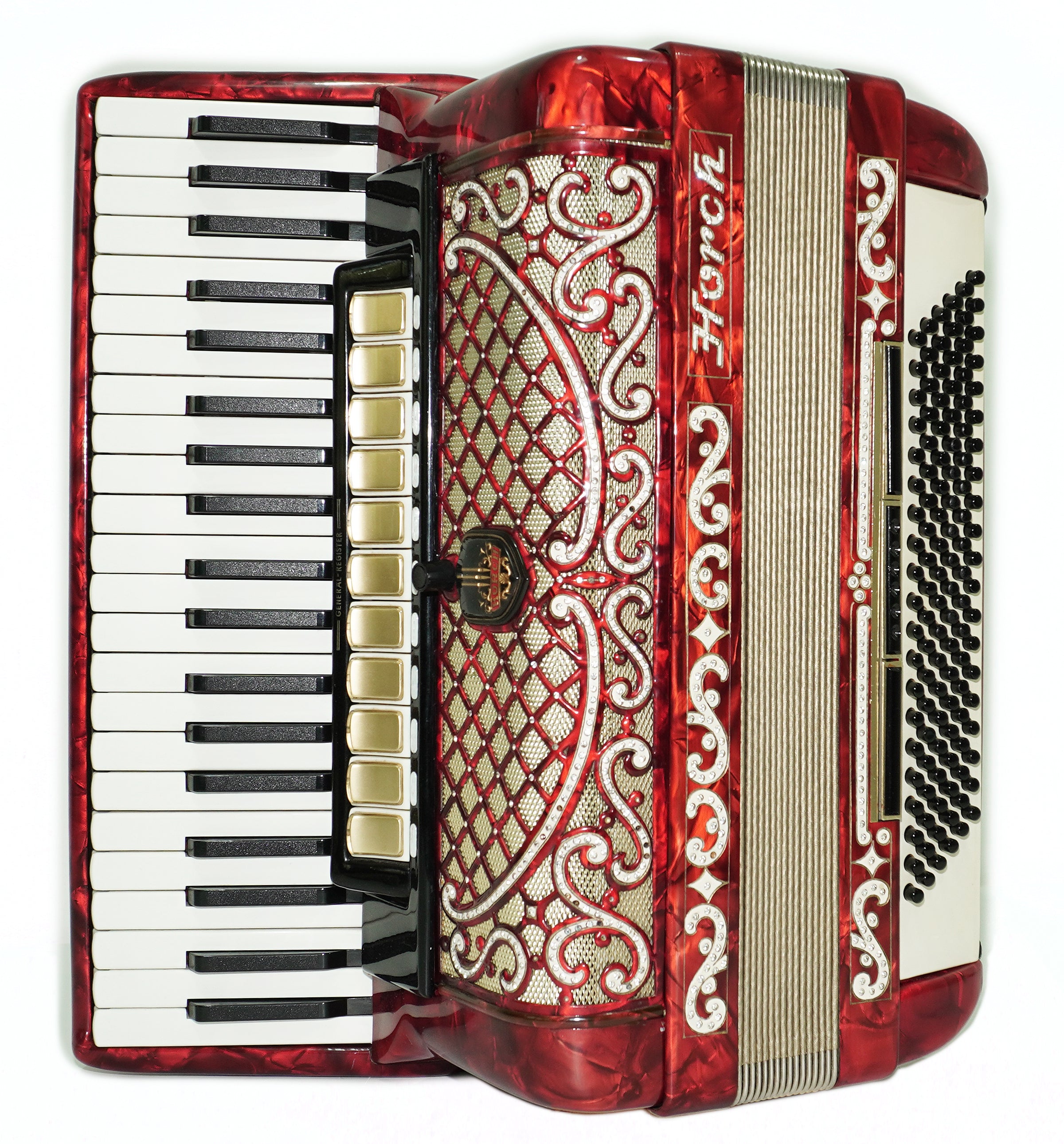 Full Size Horch DeLuxe Accordion 120 Bass, Original Concert Piano Accordion, made in Germany, New Straps and Soft Bag for Gift, 2719