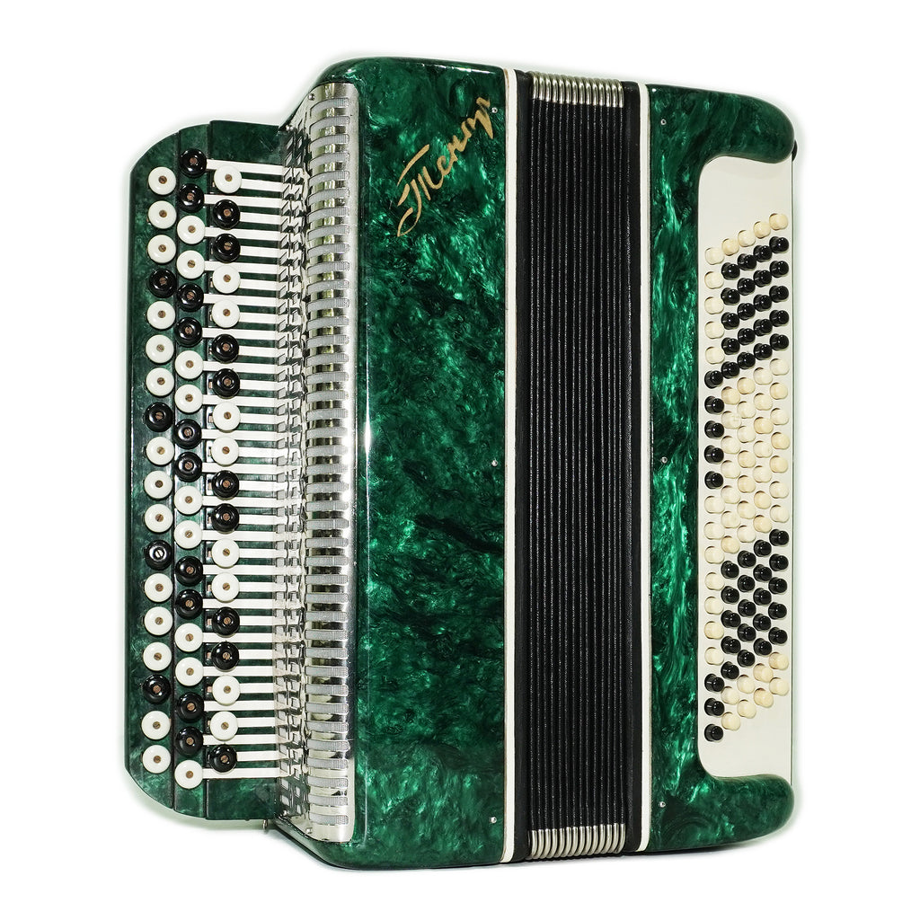 Tenor Bayan Ukraine Chromatic Button Accordion 100 Bass, New Straps and Case, Concertina Stradella B System, Harmonica in Tune, 2726