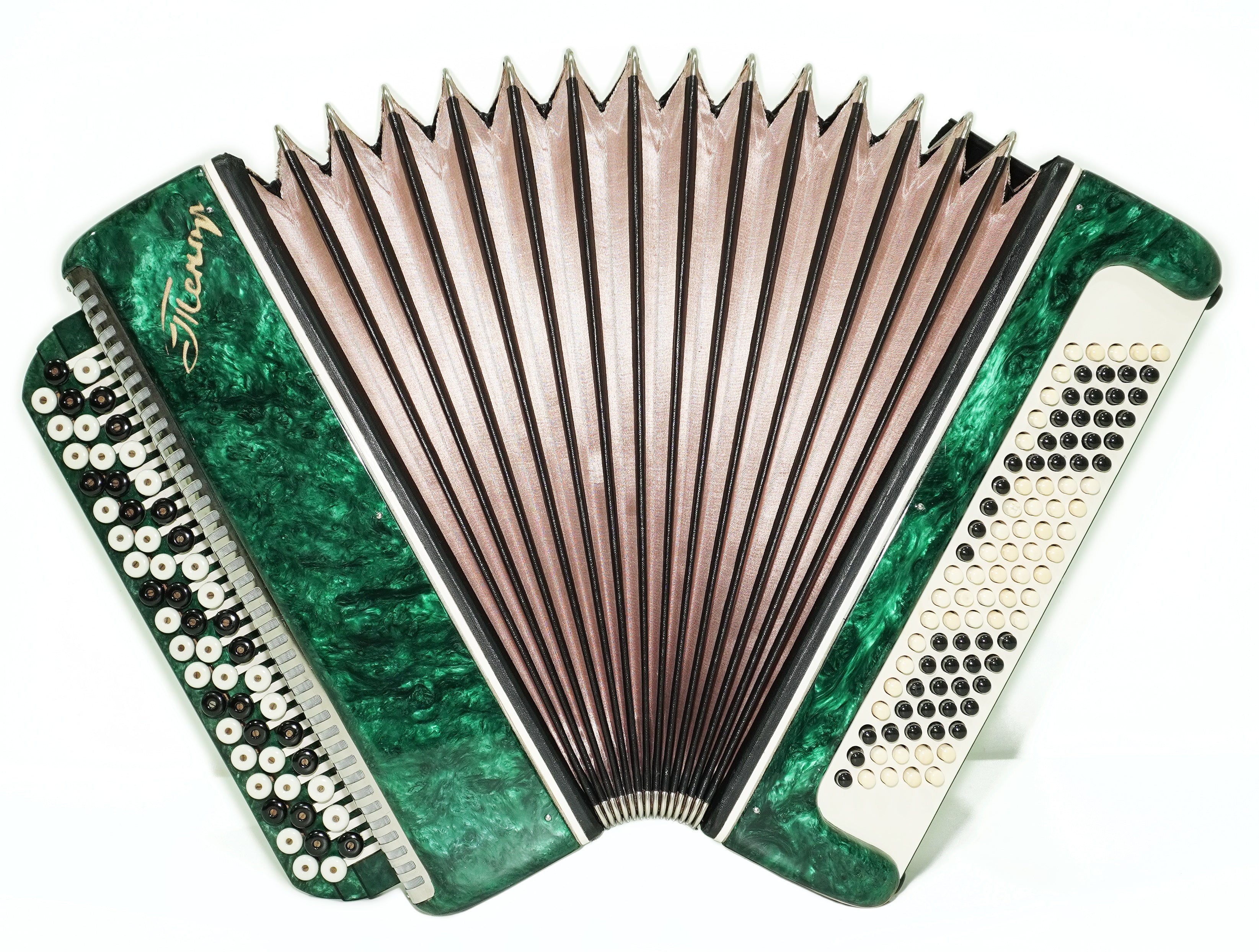 Tenor Bayan Ukraine Chromatic Button Accordion 100 Bass, New Straps and Case, Concertina Stradella B System, Harmonica in Tune, 2726