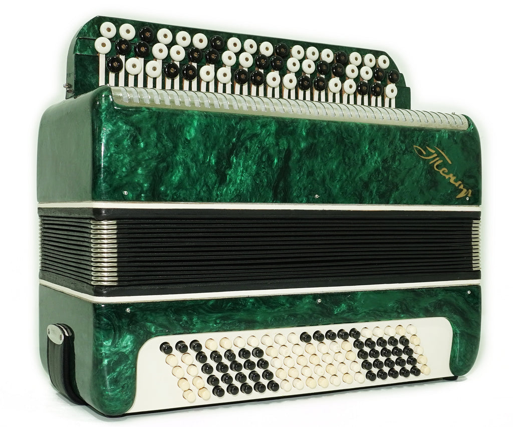 Tenor Bayan Ukraine Chromatic Button Accordion 100 Bass, New Straps and Case, Concertina Stradella B System, Harmonica in Tune, 2726