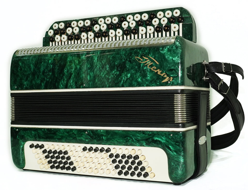 Tenor Bayan Ukraine Chromatic Button Accordion 100 Bass, New Straps and Case, Concertina Stradella B System, Harmonica in Tune, 2726